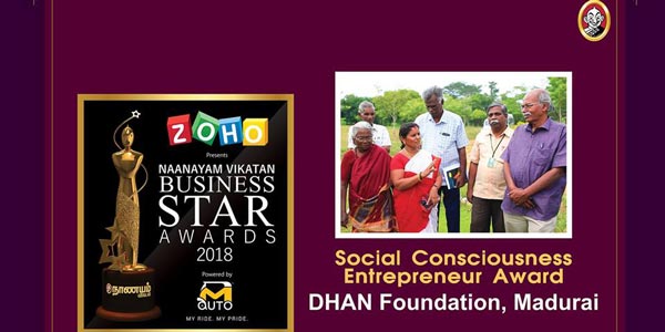 Social Consciousness Entrepreneur Award - nanayam vikatan business star awards 2018