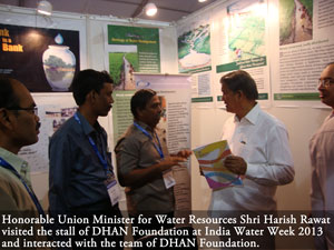 Honorable water Resources Development Minister Shri.Harish Rawat visited the stall and interacted with the team of professionals from DHAN